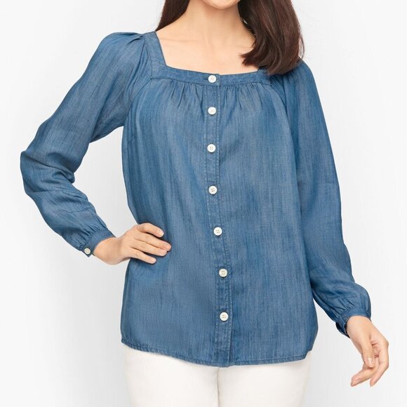 Talbots Tops - Talbots Chambray Button-Front Blouse – XS – NWT